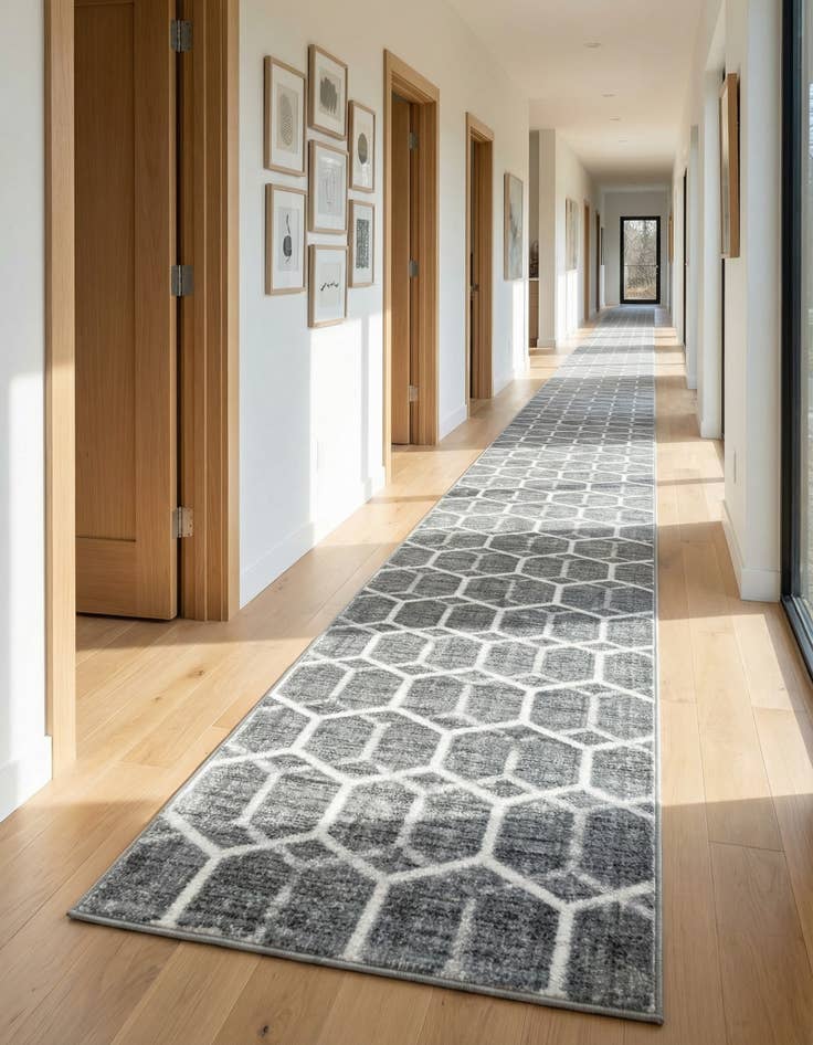 Detail image of 2' 7 x 16' 5 Lattice Trellis Runner Rug