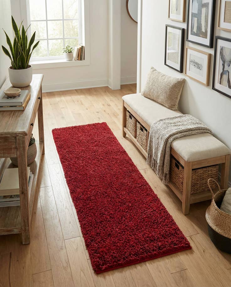Detail image of 2' x 5' Solid Shag Runner Rug