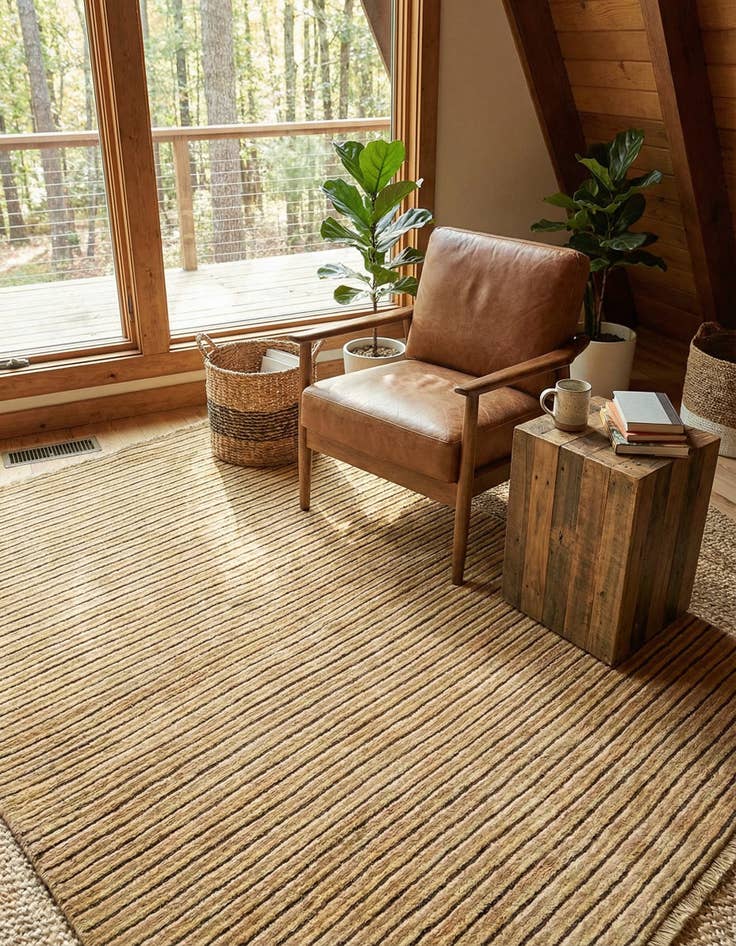 Detail image of 4' 1 x 6' 1 Hand Knotted Modern Ziegler Wool Rug