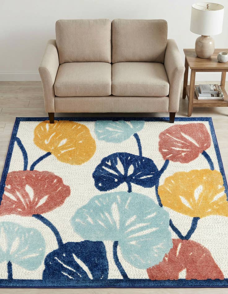 Detail image of 5' 3 x 5' 3 Washable Belize Indoor / Outdoor Square Rug