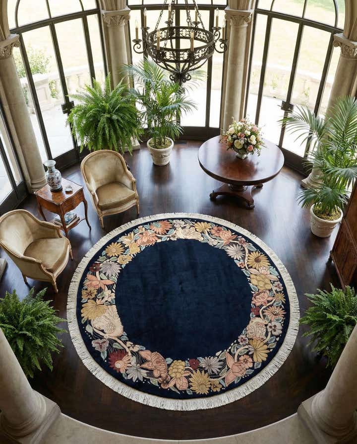 7' 9 x 7' 9 Agra Wool Round Rug