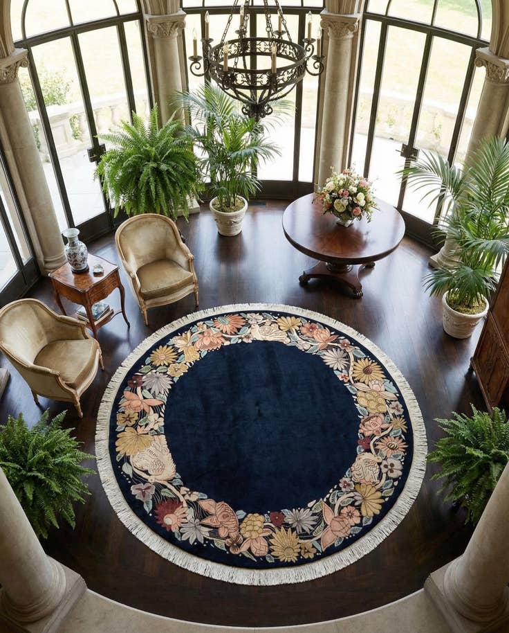 Detail image of 7' 9 x 7' 9 Agra Wool Round Rug