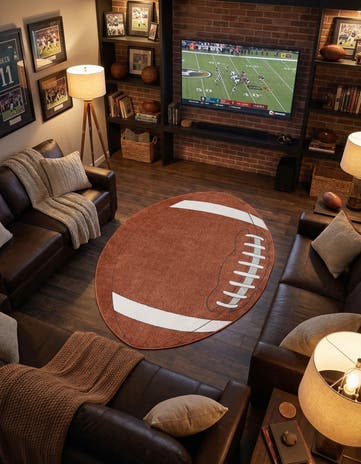 5' 3 x 7' Sports Washable Oval Rug
