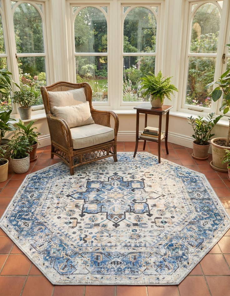 Detail image of 7' 10 x 7' 10  Washable Yara Octagon Rug