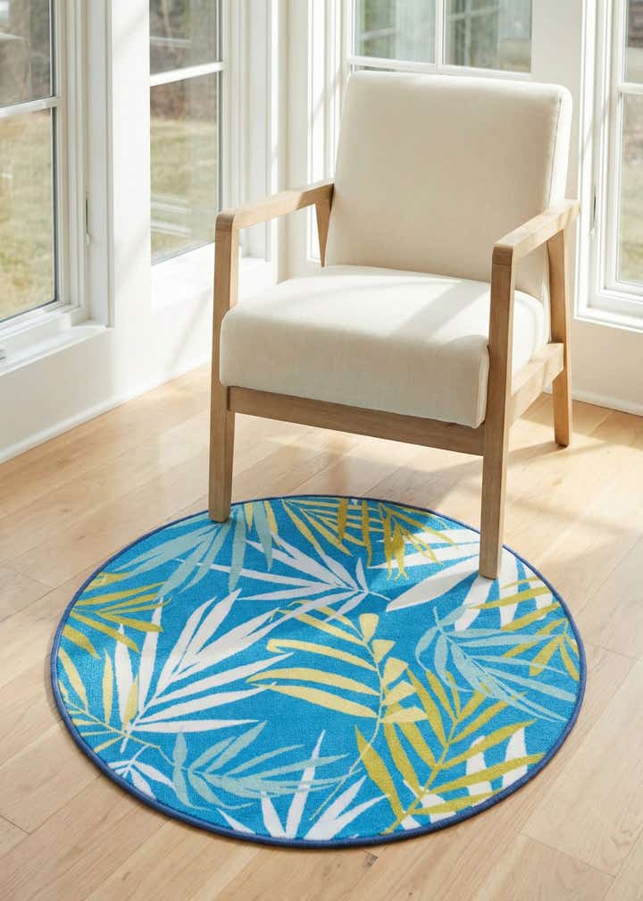 3' 3 x 3' 3 Easy-Clean Jill Zarin Caribbean Indoor / Outdoor Round Rug