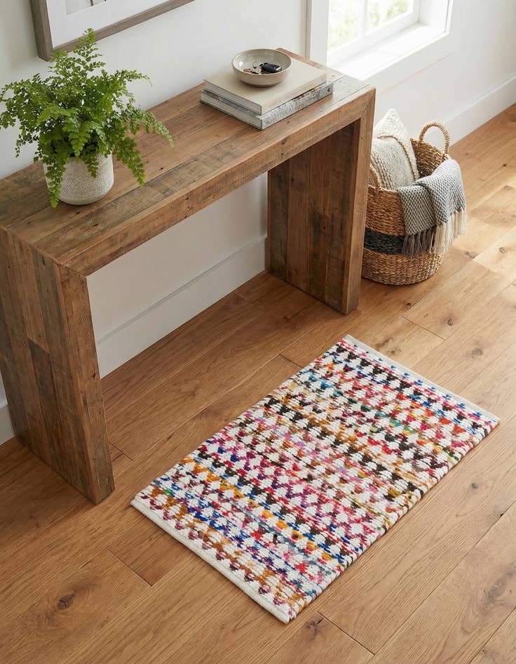 Detail image of 2' x 3' 1  Hand Woven Braided Chindi Rug