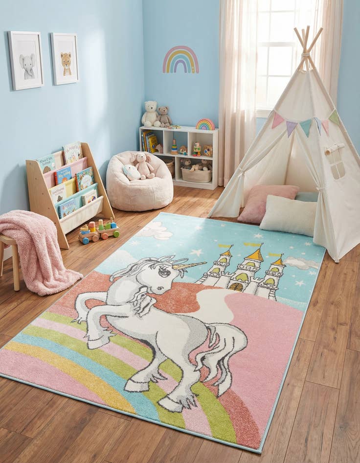 Detail image of  4' x 6' Unicorn Whimsy Kids Rug