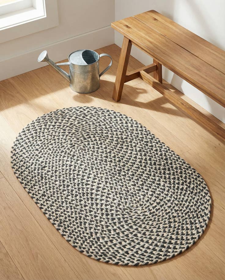 Detail image of 2' x 3' 1 Handmade Tweed Braided Jute Oval Rug
