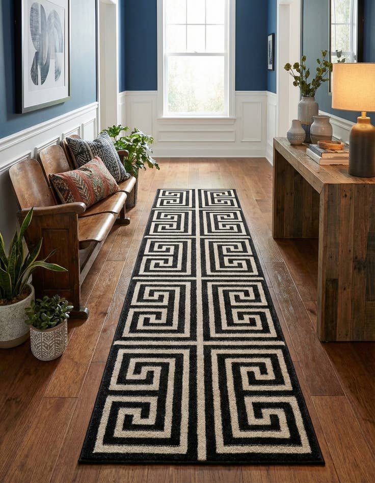 Detail image of 2' 7 x 10' Greek Key Runner Rug