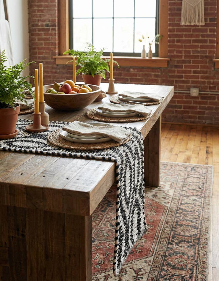 Detail image of 1' 2 x 10'  Hand Woven Chindi Jute Table Runner Rug