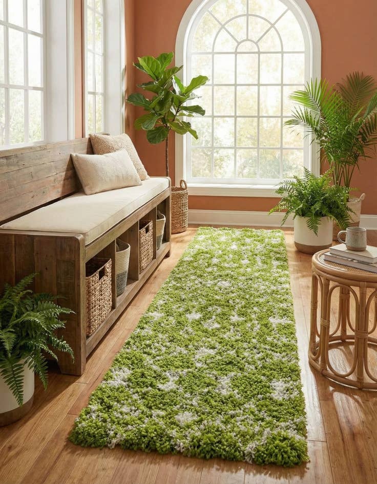 Detail image of 2' 7 x 12' Moroccan Trellis Shag Runner Rug