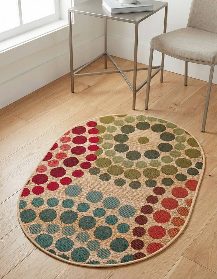 Detail image of 2' 2 x 3'  Washable Modern Indoor / Outdoor Oval Rug