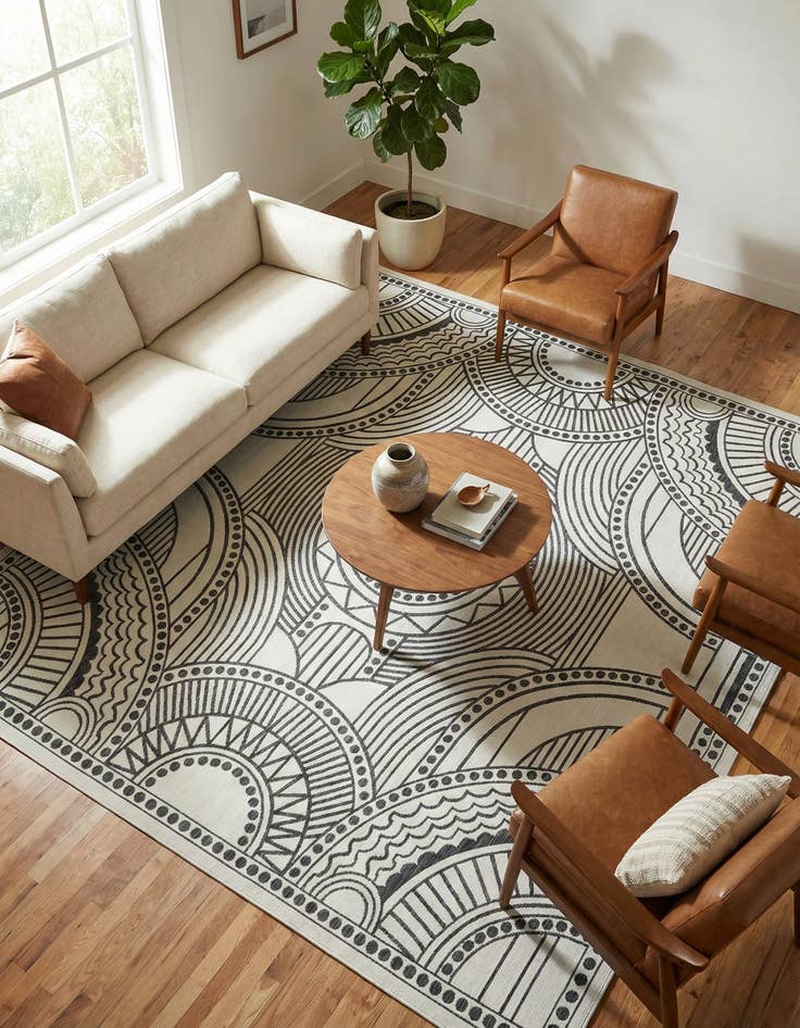 Detail image of 12' x 12'  Washable Traditional Indoor / Outdoor Square Rug