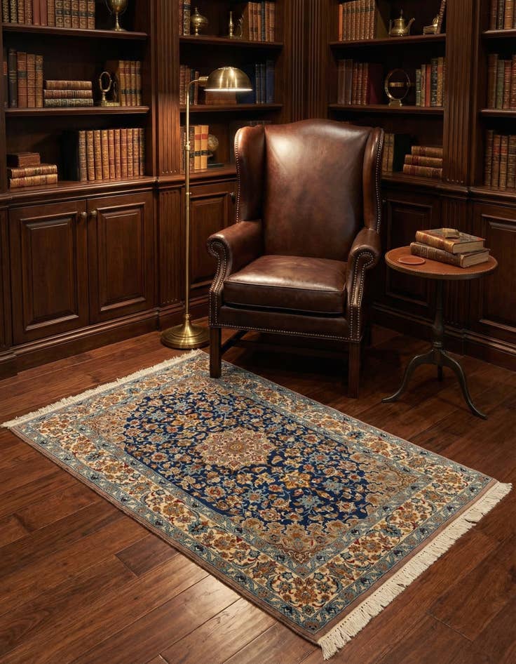 Detail image of 3' 4 x 5' 1 Hand Knotted Isfahan Persian Rug