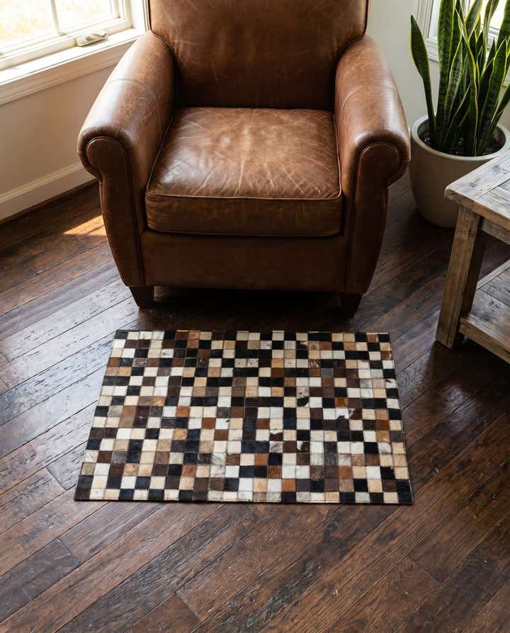 2' x 3' Cowhide Leather Rug