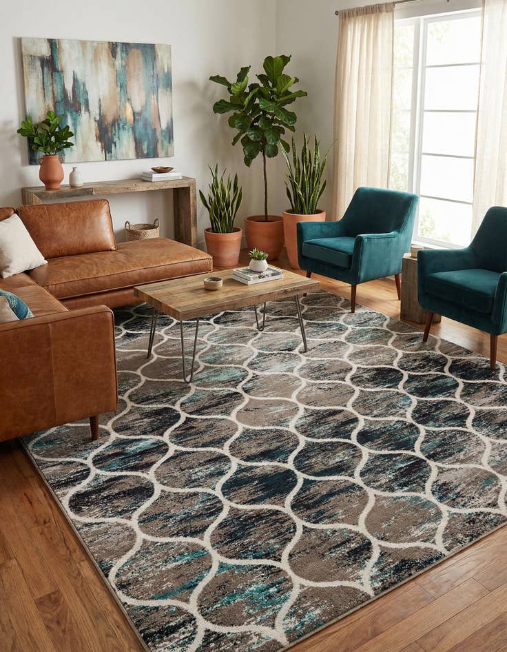 Detail image of 10' x 14' Lattice Frieze Rug