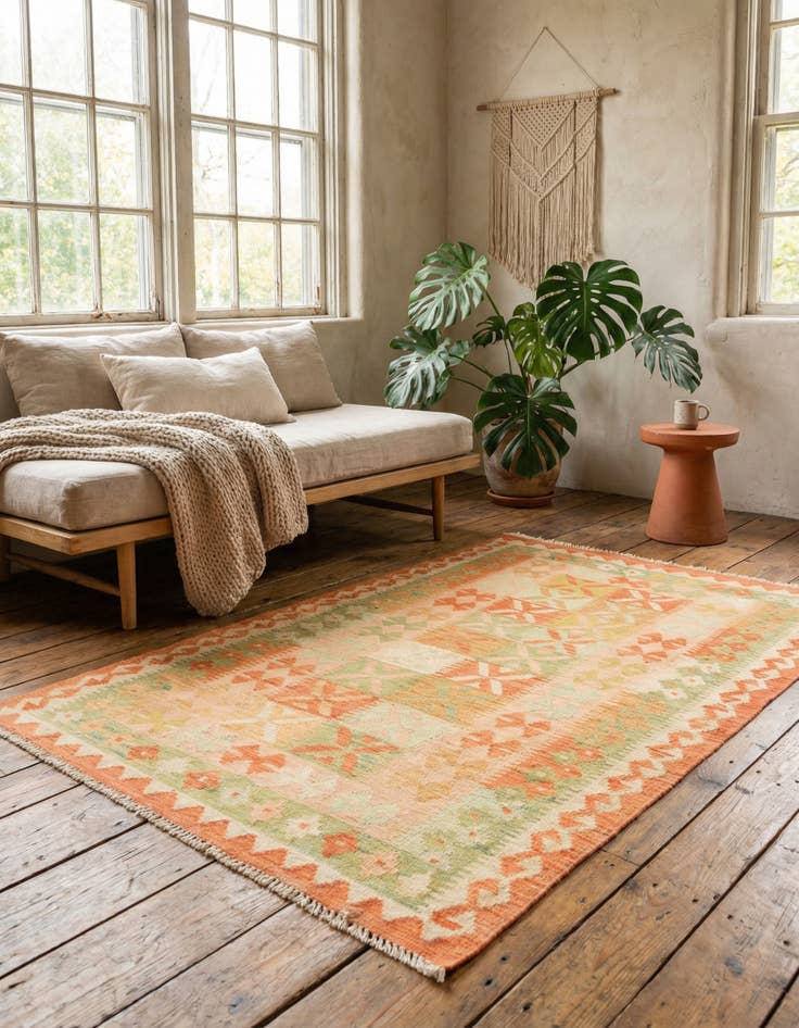 Detail image of 3' x 4' 10 Hand Woven Kilim Waziri Wool Rug