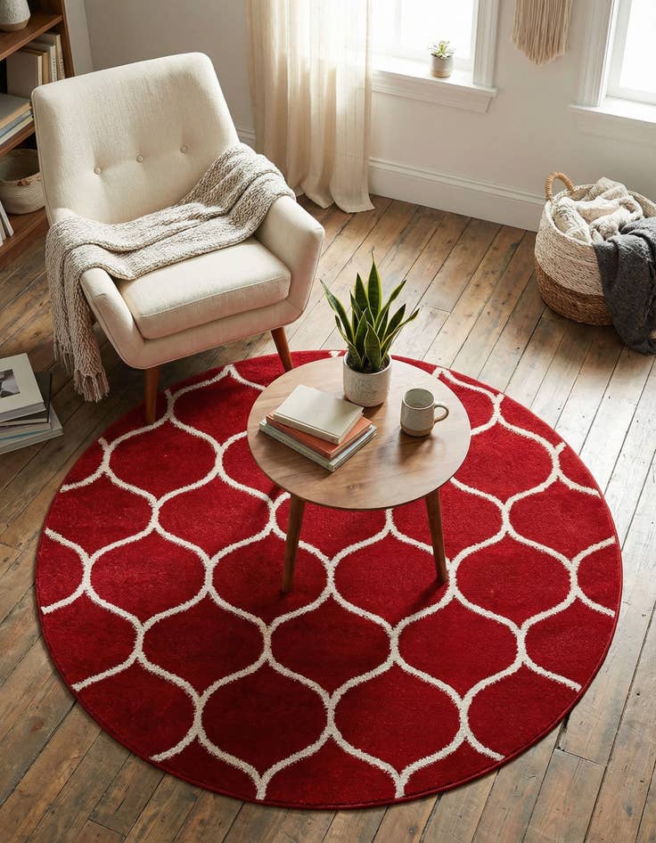 Detail image of  4' x 4' Lattice Frieze Round Rug