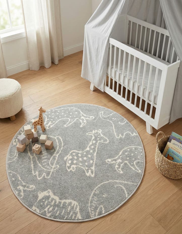3' 3 x 3' 3 Animals Whimsy Kids Rou...
