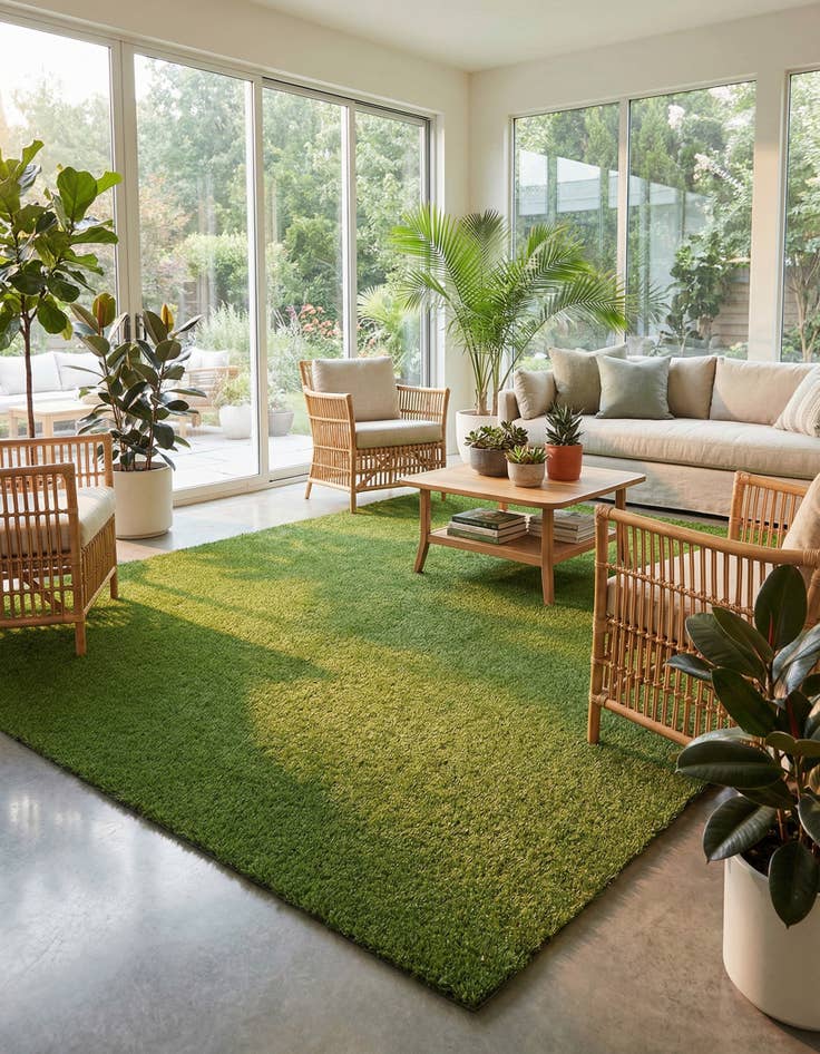 Detail image of 12' x 16' Washable Grass Indoor / Outdoor Rug