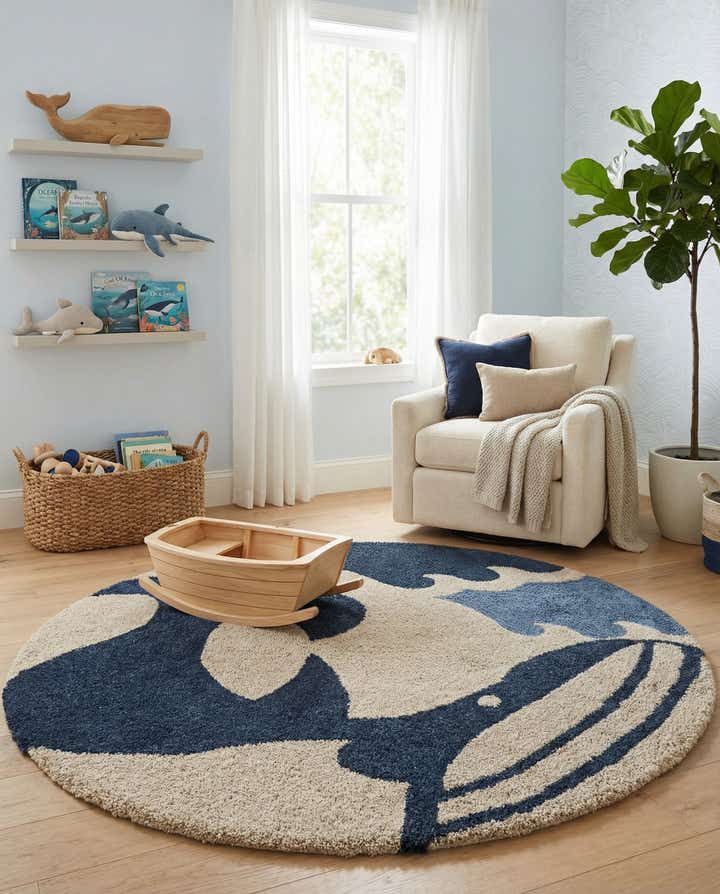 7' 1 x 7' 1 Handtufted Wool Round Rug