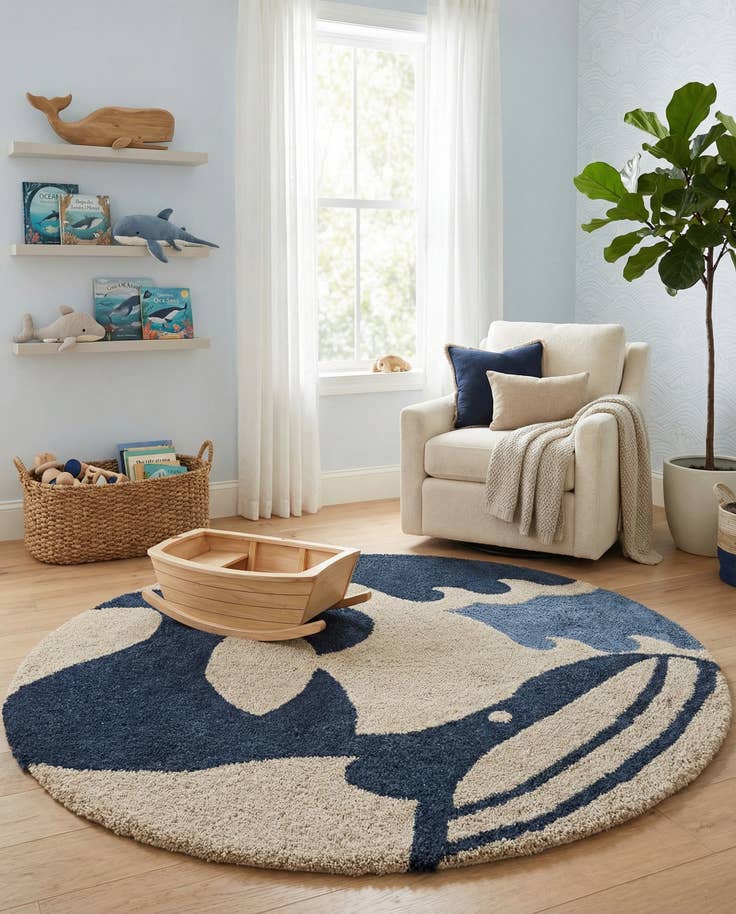 Detail image of 7' 1 x 7' 1 Handtufted Wool Round Rug