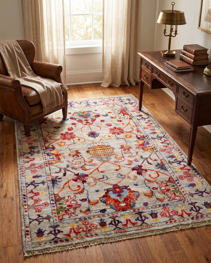 Detail image of 3' 5 x 4' 11 Hand Knotted Ariana Ziegler Rug