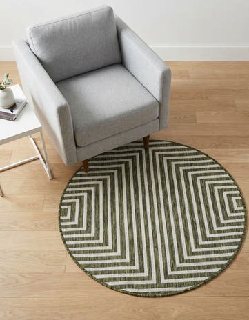 3' x 3' Easy-Clean Modern Indoor / Outdoor Round Rug
