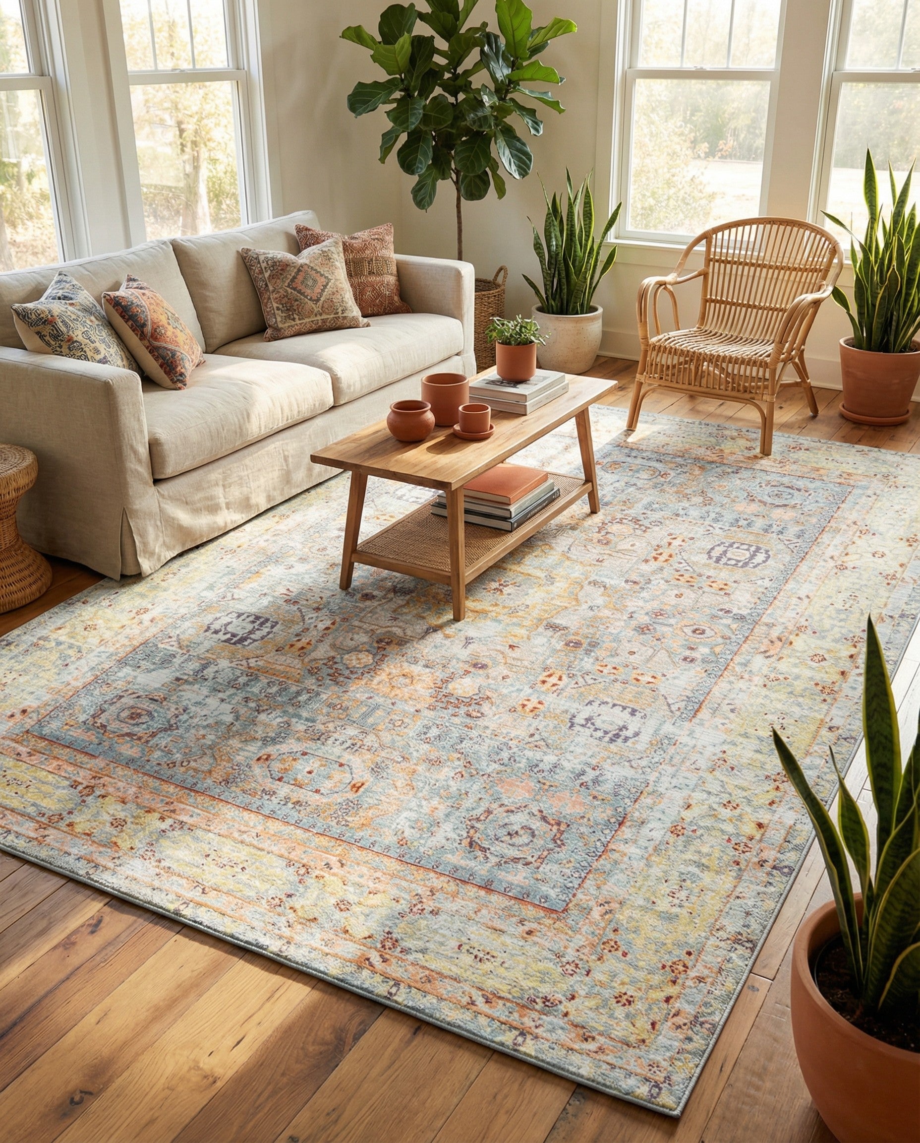 215cm x 305cm Aqua Rug