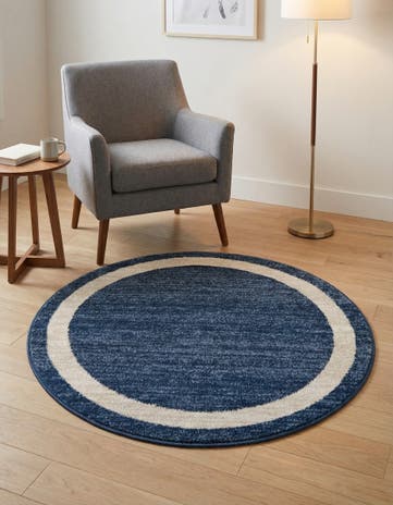 Navy Blue Angelica Round Rug