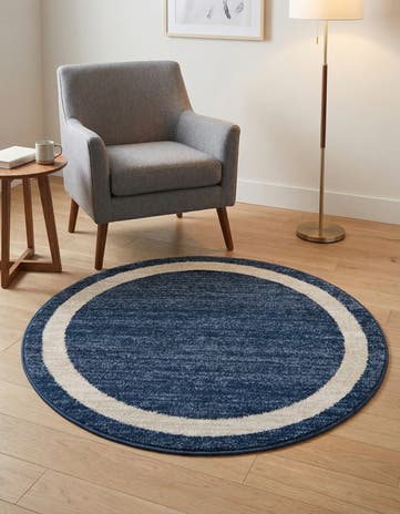 Navy Blue Angelica Round Rug