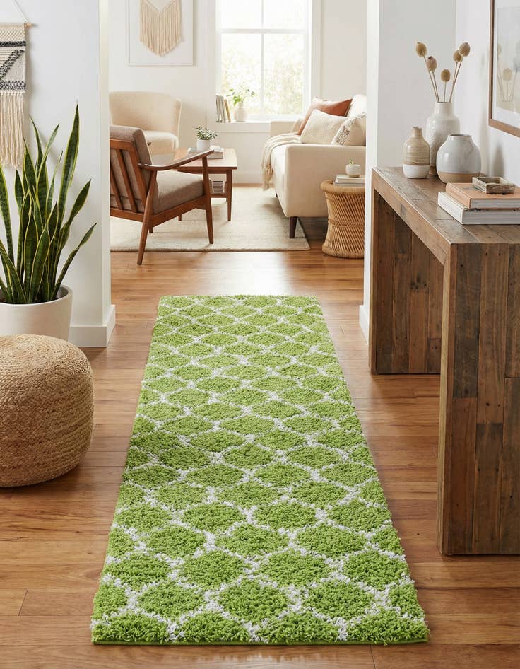 Detail image of 2' 7 x 10' Lattice Shag Runner Rug