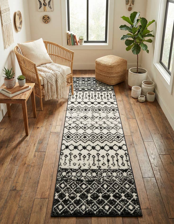 Detail image of 2' x 7' Moroccan Trellis Runner Rug