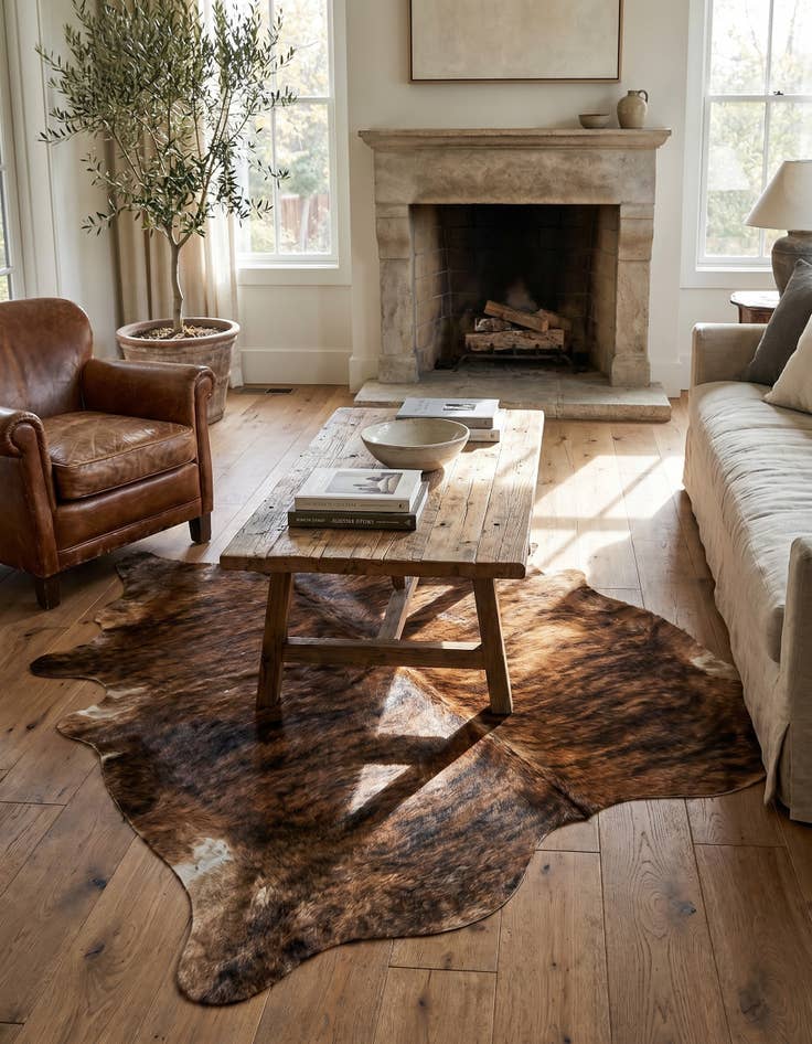 Detail image of 5' 3 x 6' 2 Cowhide Leather Rug