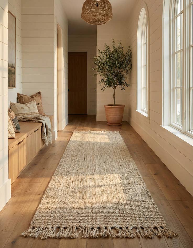 Detail image of  2' 7 x 10'  Hand Woven Chunky Jute Runner Rug