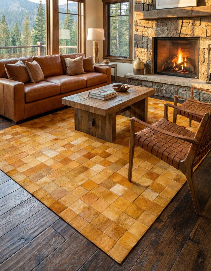 Detail image of 5' 1 x 7' 11 Cowhide Stocks Rug