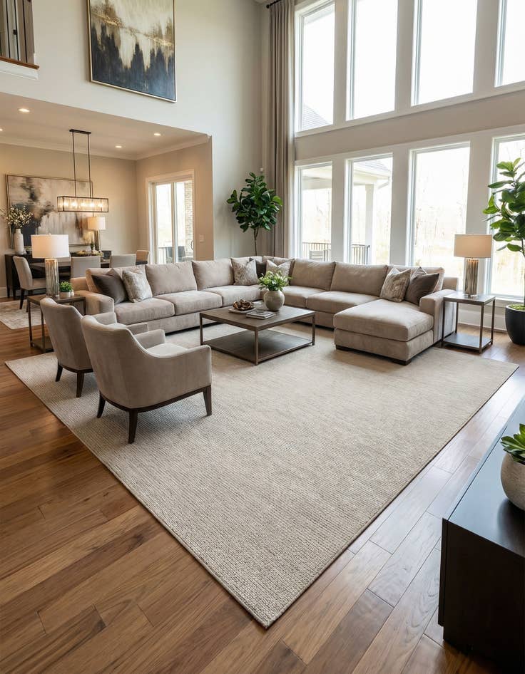 Detail image of 13' x 13' Washable Solid Indoor / Outdoor Square Rug