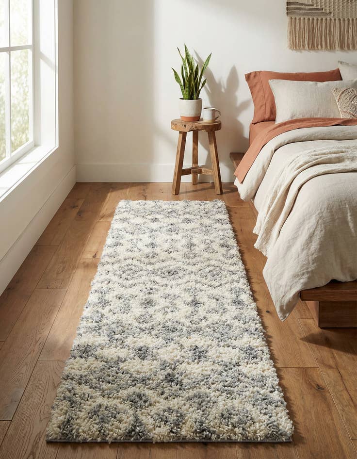 Detail image of 2' x 7' Moroccan Trellis Shag Runner Rug