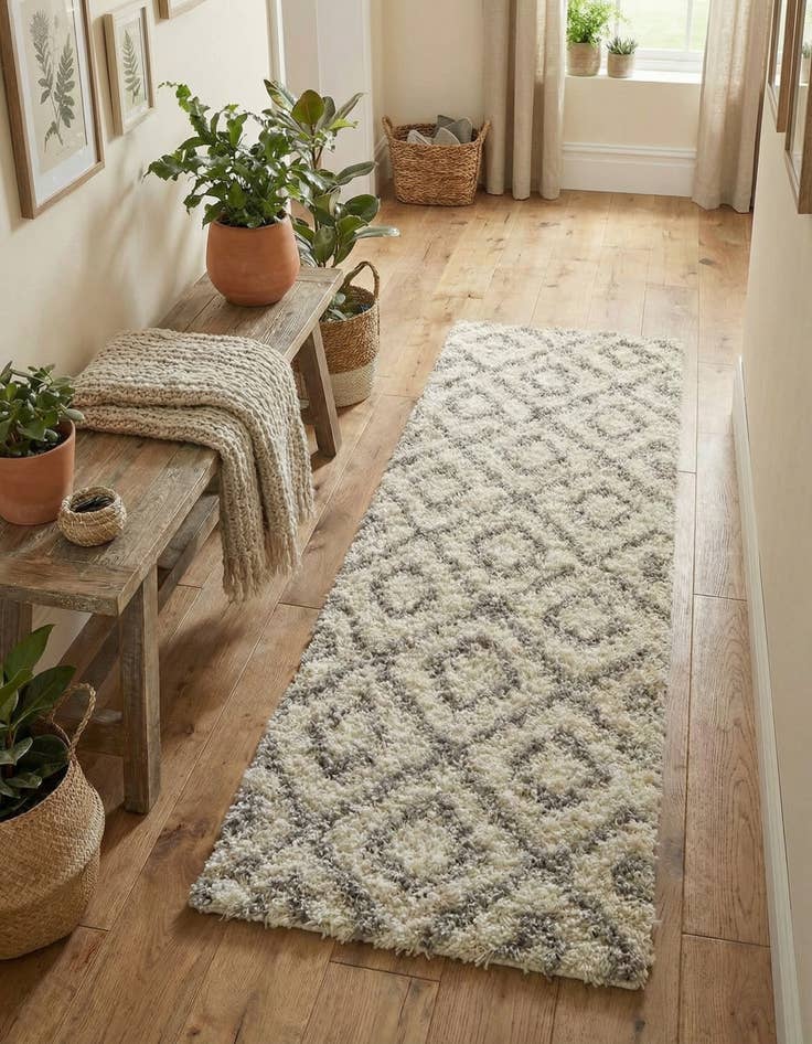Detail image of 2' x 5' Trellis Shag Runner Rug
