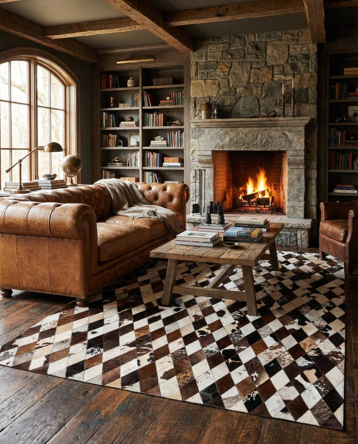 Detail image of 5' 7 x 8' Cowhide Stocks Rug