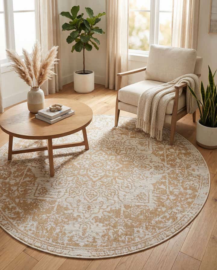 6' 7 x 6' 7 Easy-Clean Jill Zarin Dubai Indoor / Outdoor Round Rug