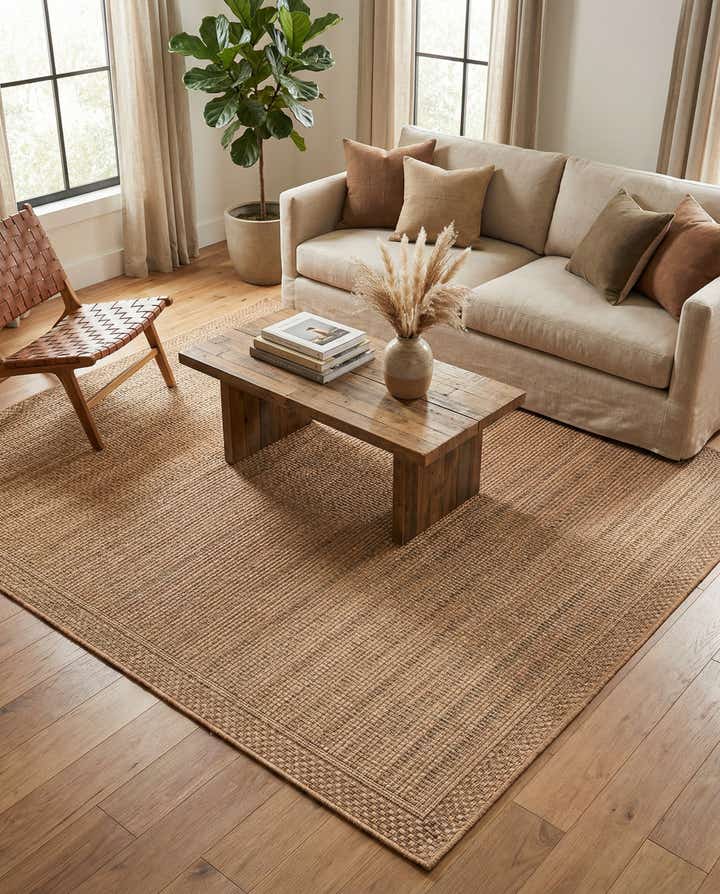 5' 3 x 8' Easy-Clean Border Indoor / Outdoor Rug