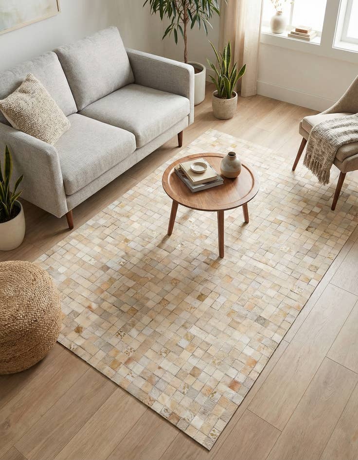 Detail image of 4' x 5' 7 Cowhide Stocks Rug