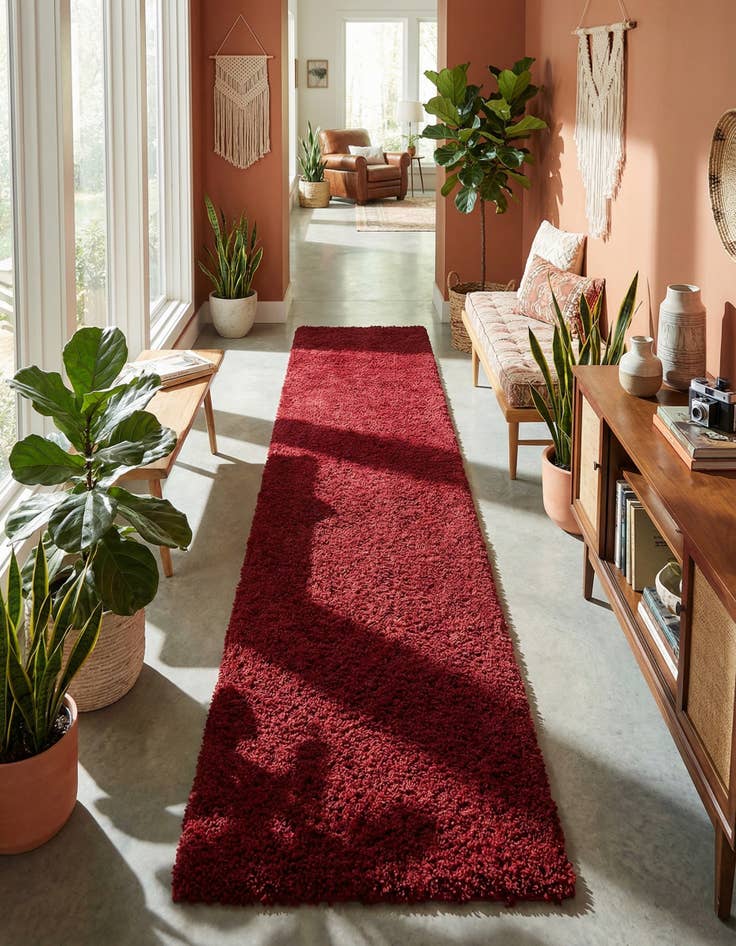 Detail image of 2' 7 x 16' 5 Solid Shag Runner Rug