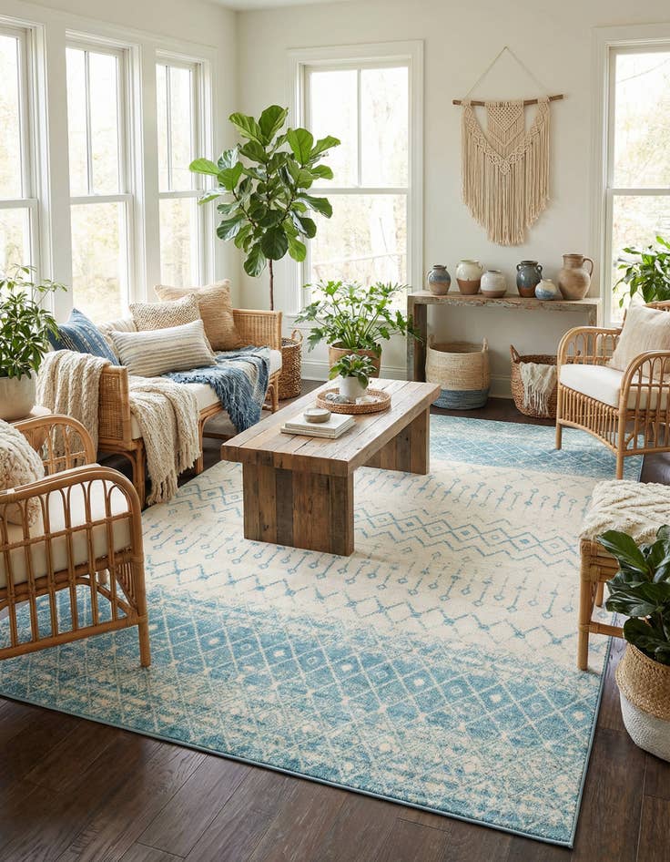 Detail image of 10' 8 x 14' Moroccan Trellis Rug