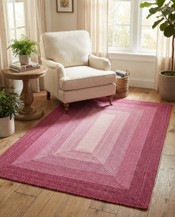Detail image of 5' 1 x 8' Handmade Hand Braided Wool Rug