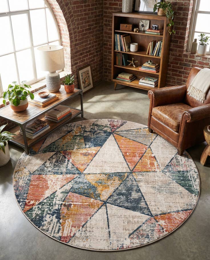 Detail image of 7' 3 x 7' 3 Gemstone Round Rug