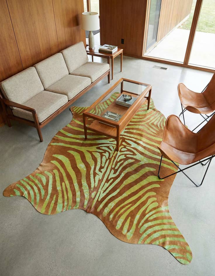 Detail image of 6' 8 x 7' 6 Cowhide Leather Square Rug