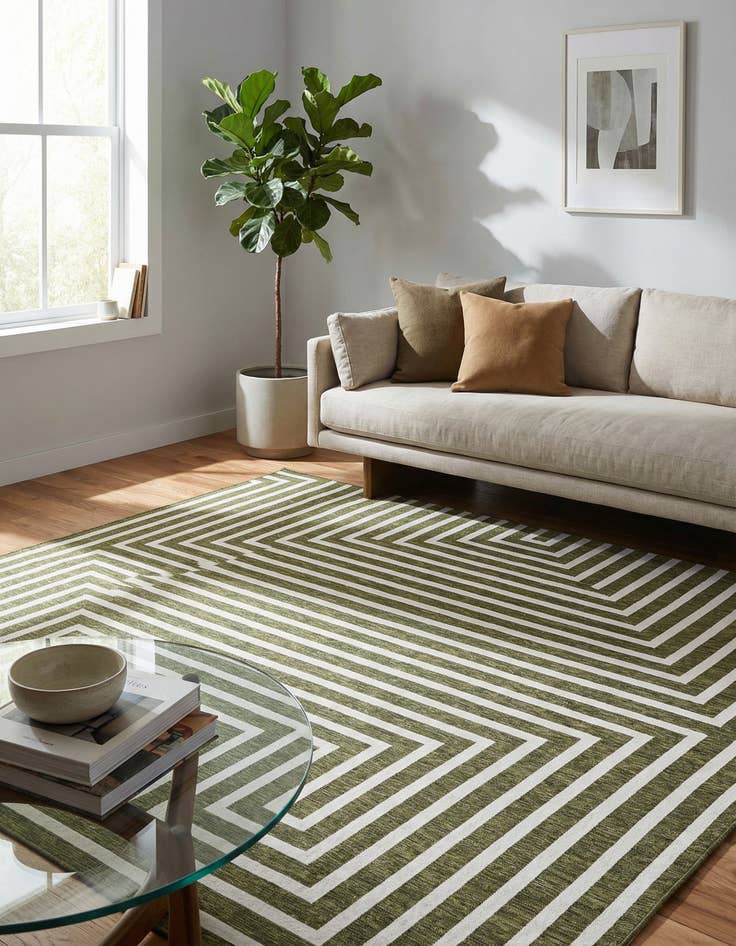 Detail image of 12' x 12'  Washable Modern Indoor / Outdoor Square Rug