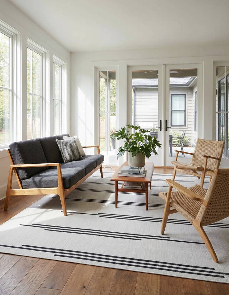 Detail image of 10' x 10'  Washable Modern Indoor / Outdoor Square Rug